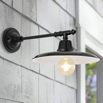 Bonner 12" Farmhouse Industrial Indoor/Outdoor Iron LED Victorian Arm Outdoor Sconce - JONATHAN Y
